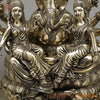 Brass Ganesh with Riddhi Siddhi Seated on Lotus, Fine Smooth Finish, 13"