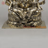 Brass Ganesh with Riddhi Siddhi Seated on Lotus, Fine Smooth Finish, 13"