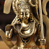 Brass Shiva Statue, Seated Figure with Sacred Backdrop, Fine Golden Finish, 11.5"