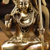 Brass Shiva Statue, Seated Figure with Sacred Backdrop, Fine Golden Finish, 11.5"