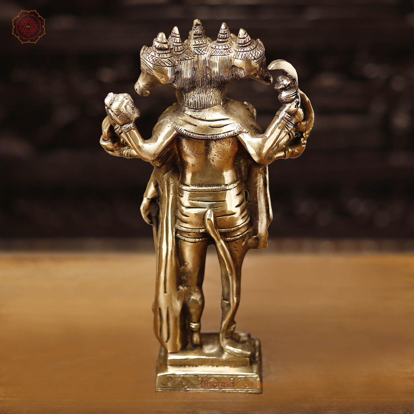 Brass Panchmukhi Hanuman, Fine Golden work 13.5"