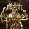Brass Panchmukhi Hanuman, Fine Golden work 13.5"