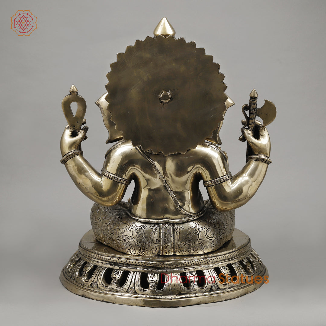 Brass Ganesh Seated, Fine Smooth Finish, 23"