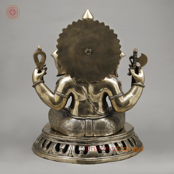 Brass Ganesh Seated, Fine Smooth Finish, 23"