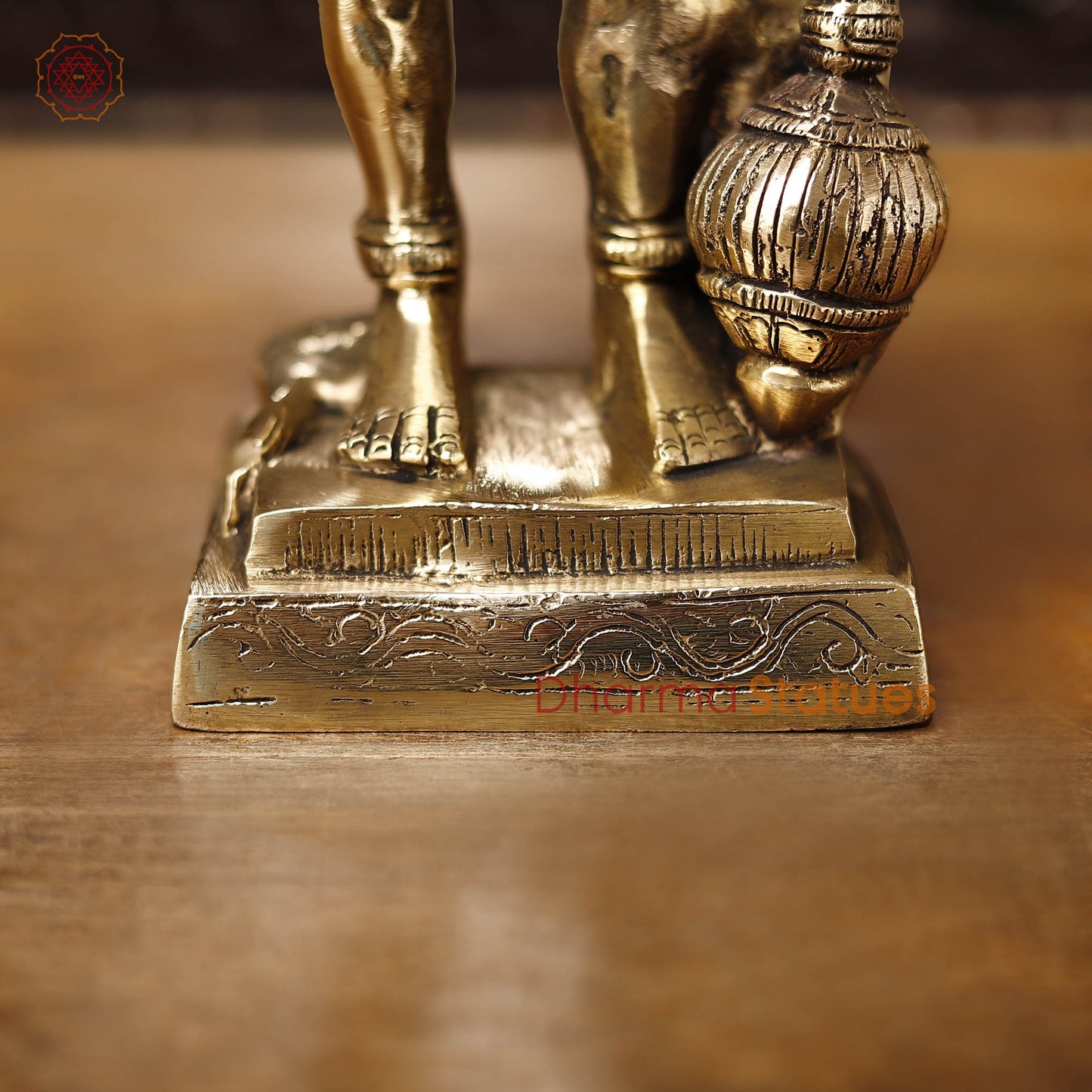 Brass Panchmukhi Hanuman, Fine Golden work 13.5"