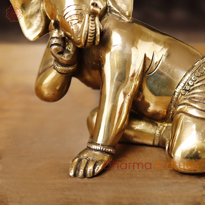 Brass Baby Ganesh Crawling Small, Smooth Finish, 7"