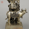 Brass Krishna Playing Flute with Cow, Fine Golden Finish, 14.5"