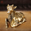 Brass Nandi Statue, Divine Guardian of Lord Shiva, Fine Golden Finish 10"