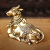 Brass Nandi Statue, Divine Guardian of Lord Shiva, Fine Golden Finish 10"