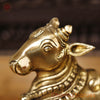 Brass Nandi Statue, Divine Guardian of Lord Shiva, Fine Golden Finish 10"