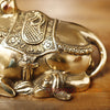 Brass Nandi Statue, Divine Guardian of Lord Shiva, Fine Golden Finish 10"