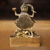 Brass Kali Idol- Goddess Kali Standing On Lord Shiva's Chest, Golden Finish 9"