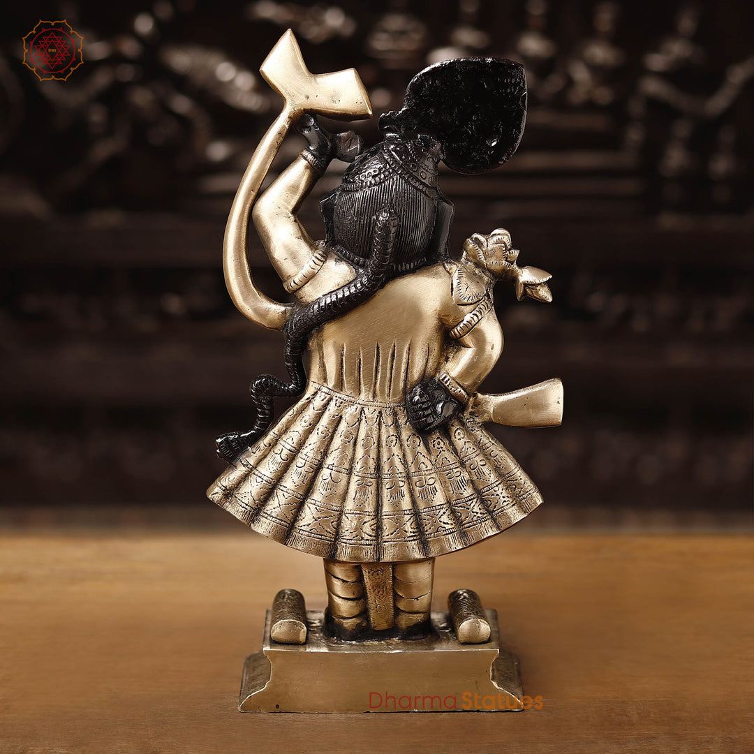 Brass Shrinath Statue, Golden & Black Patina Finish, 17"