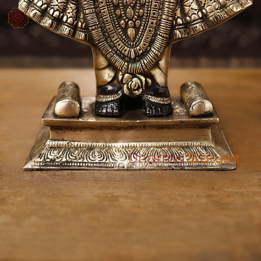 Brass Shrinath Statue, Golden & Black Patina Finish, 17"