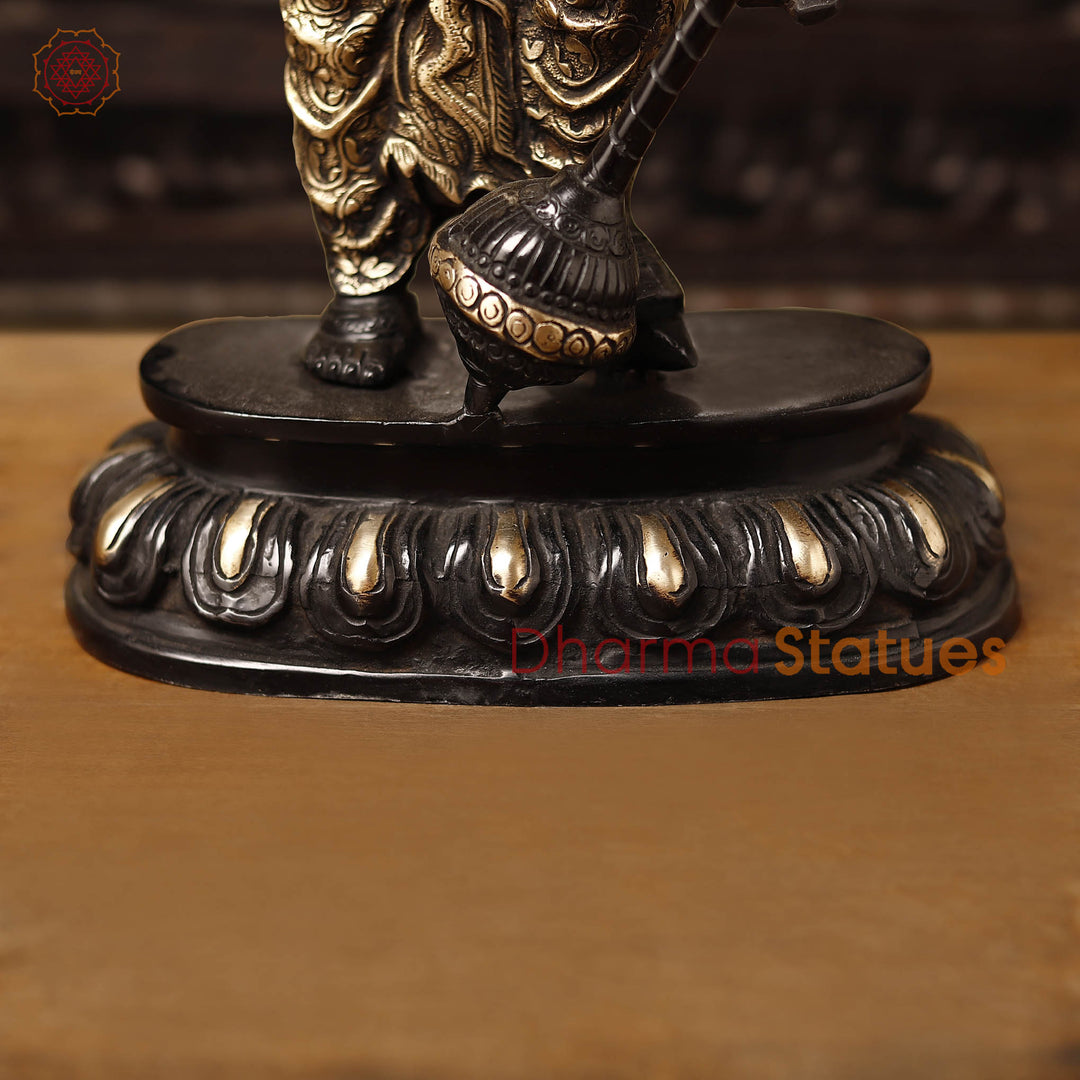 Brass Raksha Ganesh Standing With Many Hands, Black & Gold finish 19"