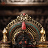 Brass Ganesh Temple with a Pinch of stone work, Black Gold, 18.5"