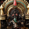 Brass Ganesh Temple with a Pinch of stone work, Black Gold, 18.5"