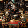 Brass Ganesh Temple with a Pinch of stone work, Black Gold, 18.5"