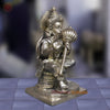 Brass Hanuman Seated in Blessing Posture, Fine Golden Finish, 30"