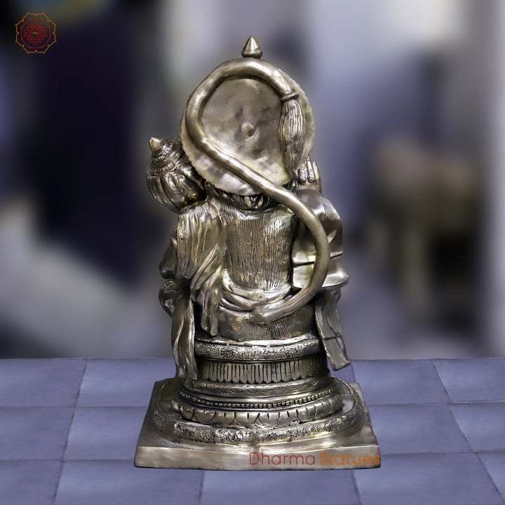 Brass Hanuman Seated in Blessing Posture, Fine Golden Finish, 30"