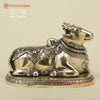 Brass Nandi Seated on Base, Fine Smooth Finish, 7.5"