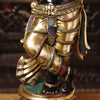 Brass Krishna Idol, Playing the Flute, Golden & Black Finish with Stone Inlay, 46.5"