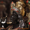 Brass Krishna Idol, Playing the Flute, Golden & Black Finish with Stone Inlay, 46.5"