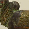 Brass Nandi Standing, Green Patina Finish with Golden Accent, 11"