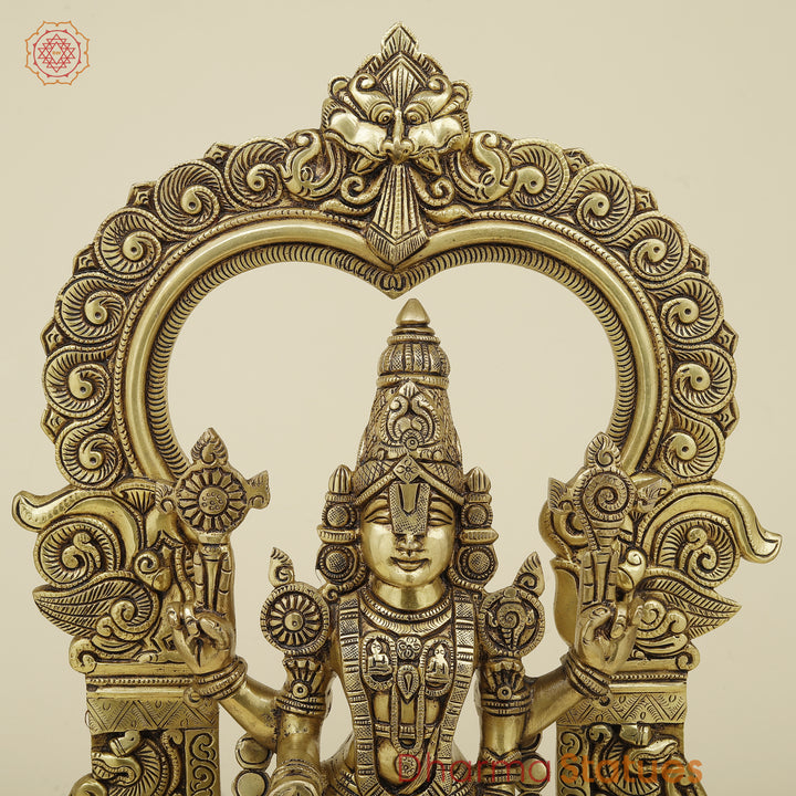 Brass Tirupati Balaji with Frame, Golden Finish, 22"