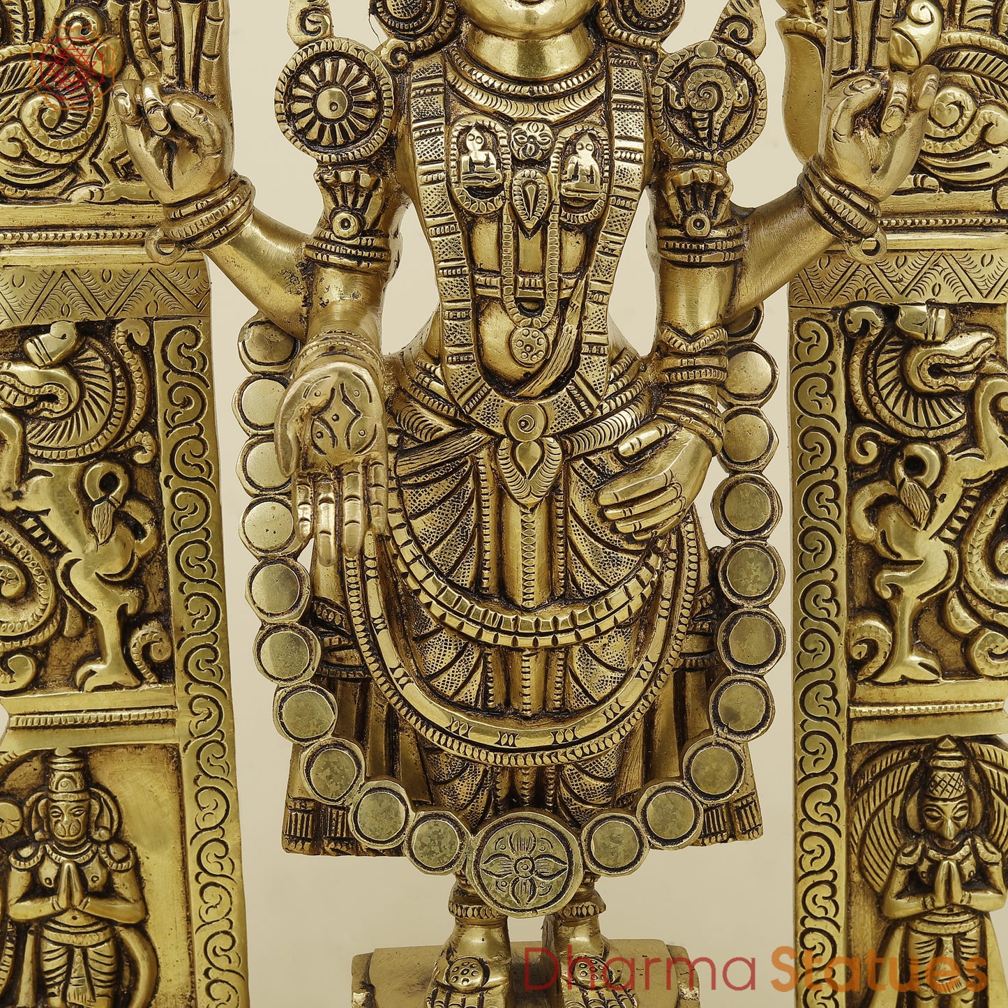 Brass Tirupati Balaji with Frame, Golden Finish, 22"