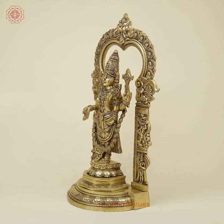 Brass Tirupati Balaji with Frame, Golden Finish, 22"