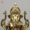 Brass Ganesh on Chowki Base with Rat, Fine Golden Finish, 15"