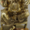 Brass Ganesh on Chowki Base with Rat, Fine Golden Finish, 15"