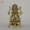 Brass Ganesh on Chowki Base with Rat, Fine Golden Finish, 15"