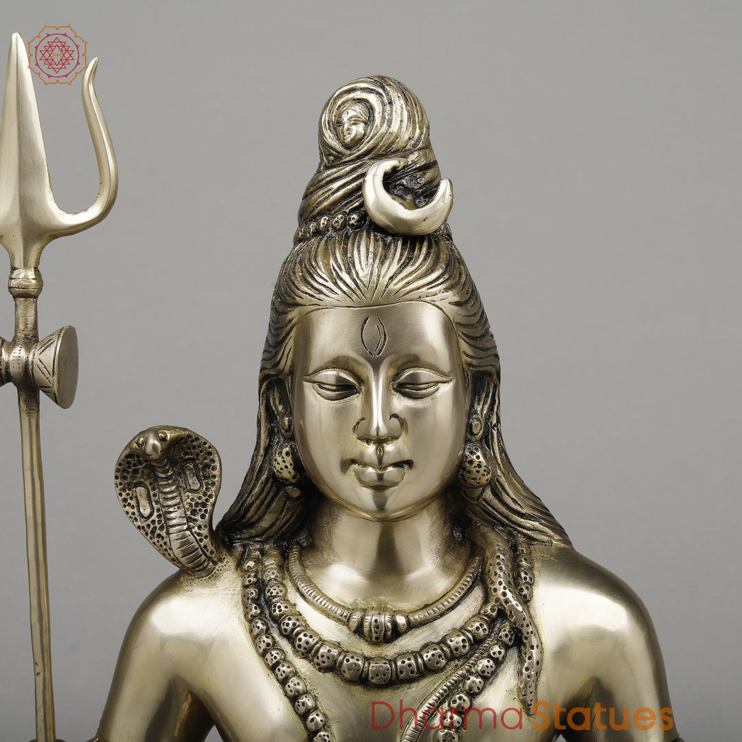 Brass Shiva Seated Meditation Position, Fine Smooth Finish, 24"