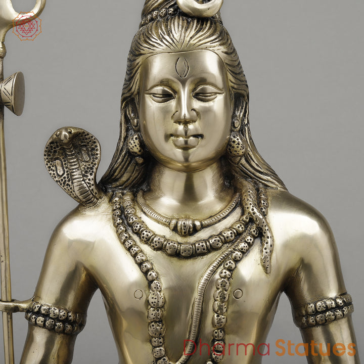 Brass Shiva Seated Meditation Position, Fine Smooth Finish, 24"