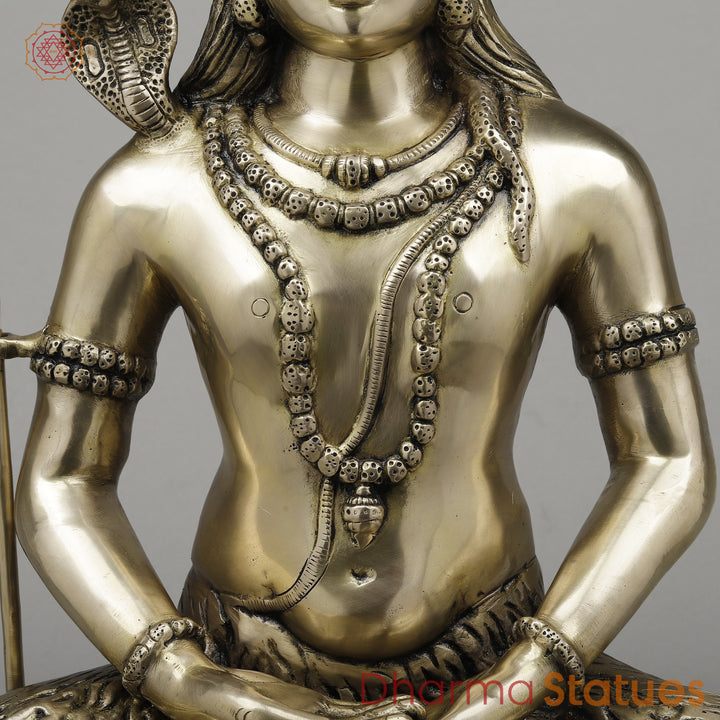 Brass Shiva Seated Meditation Position, Fine Smooth Finish, 24"