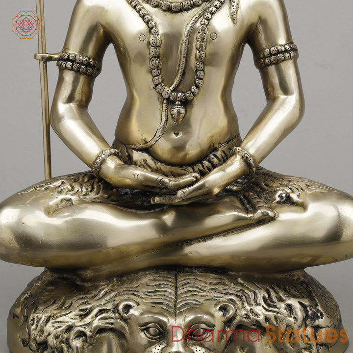 Brass Shiva Seated Meditation Position, Fine Smooth Finish, 24"