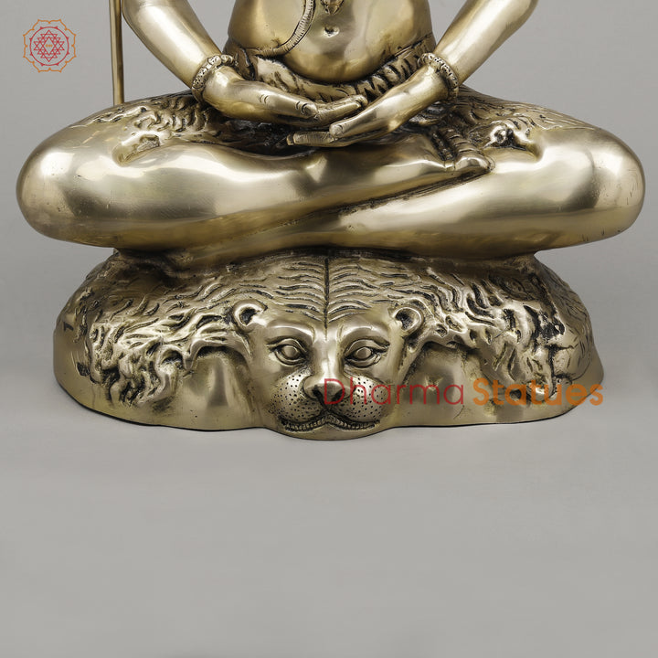 Brass Shiva Seated Meditation Position, Fine Smooth Finish, 24"