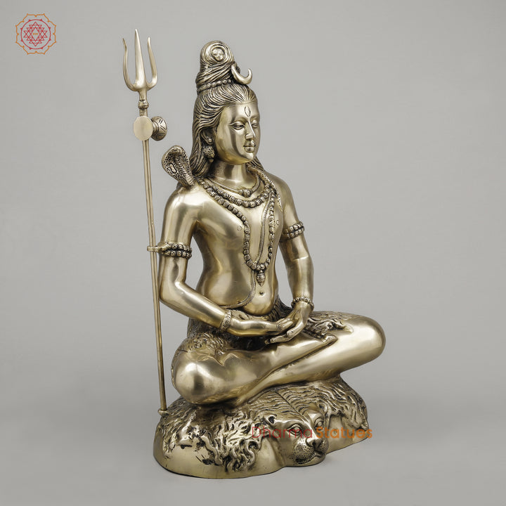 Brass Shiva Seated Meditation Position, Fine Smooth Finish, 24"