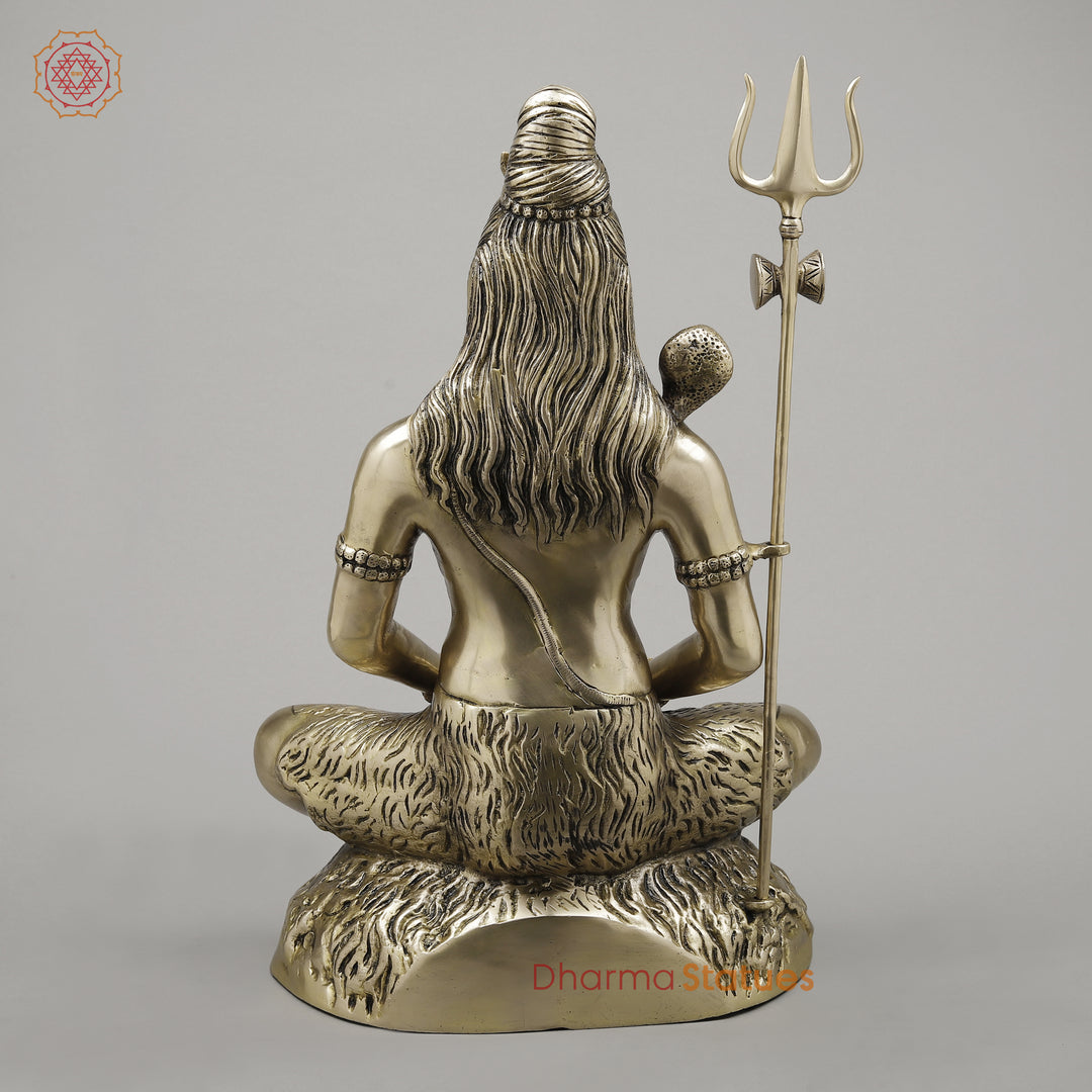 Brass Shiva Seated Meditation Position, Fine Smooth Finish, 24"