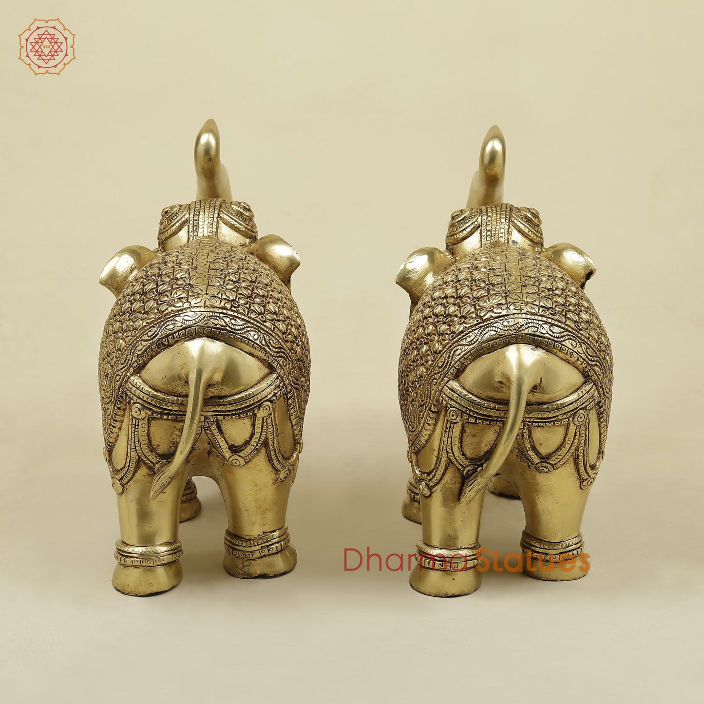 Brass Elephant Pair, Golden Finish, 10.5"