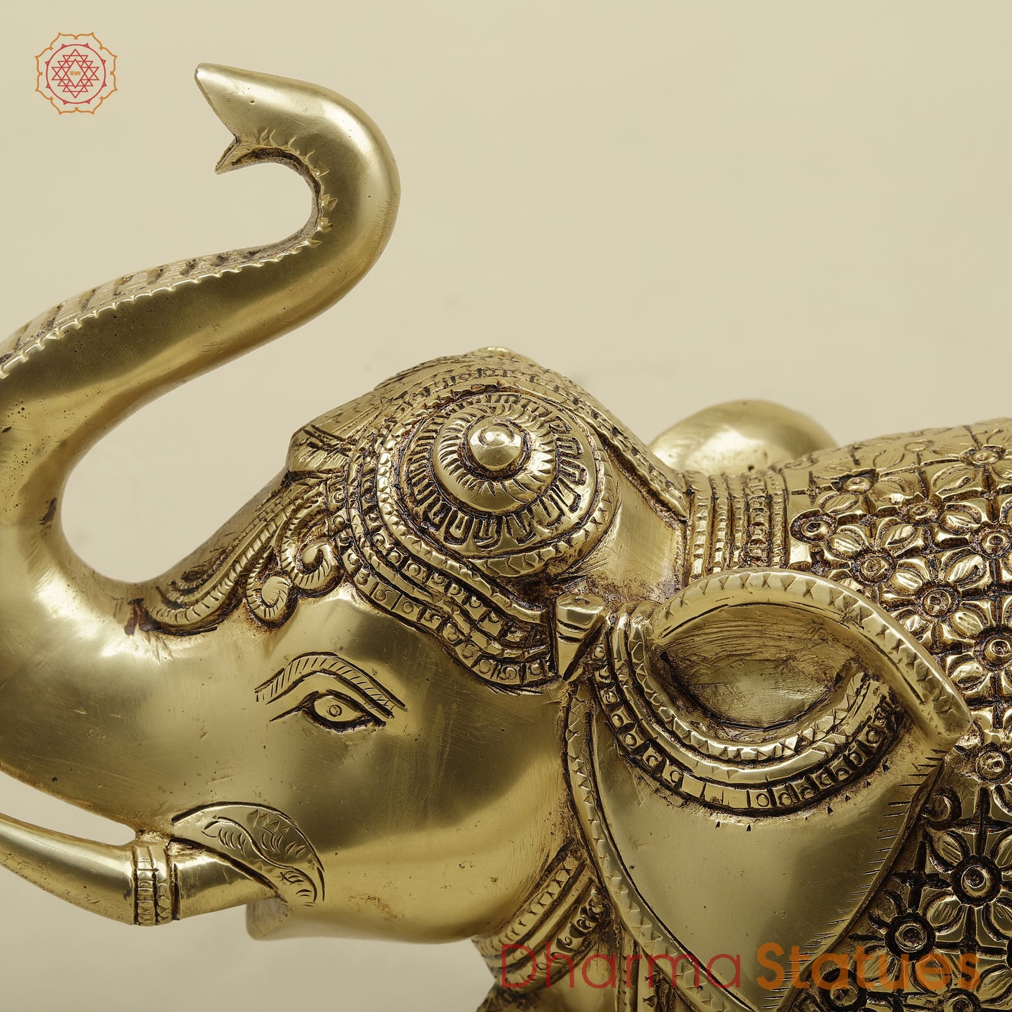 Brass Elephant Pair, Golden Finish, 10.5"
