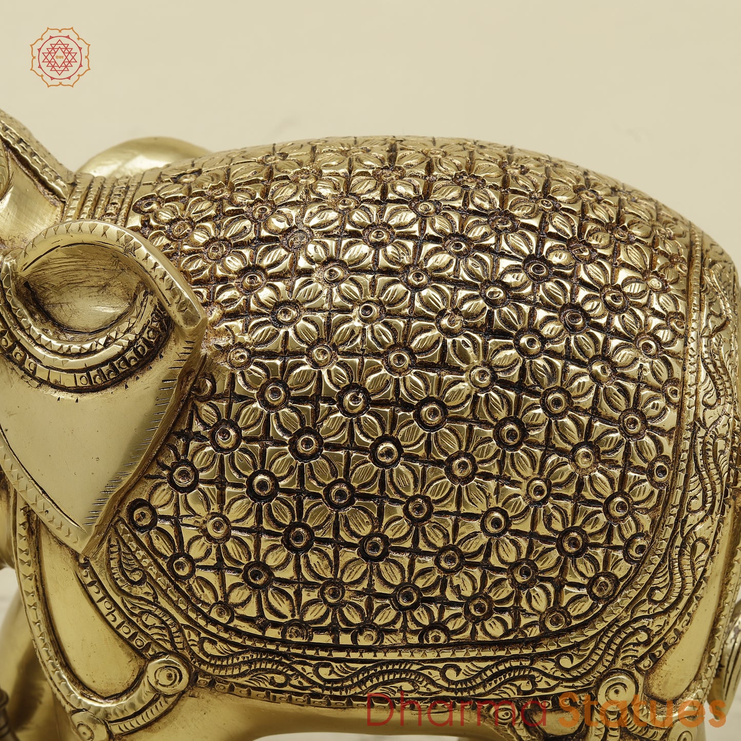 Brass Elephant Pair, Golden Finish, 10.5"