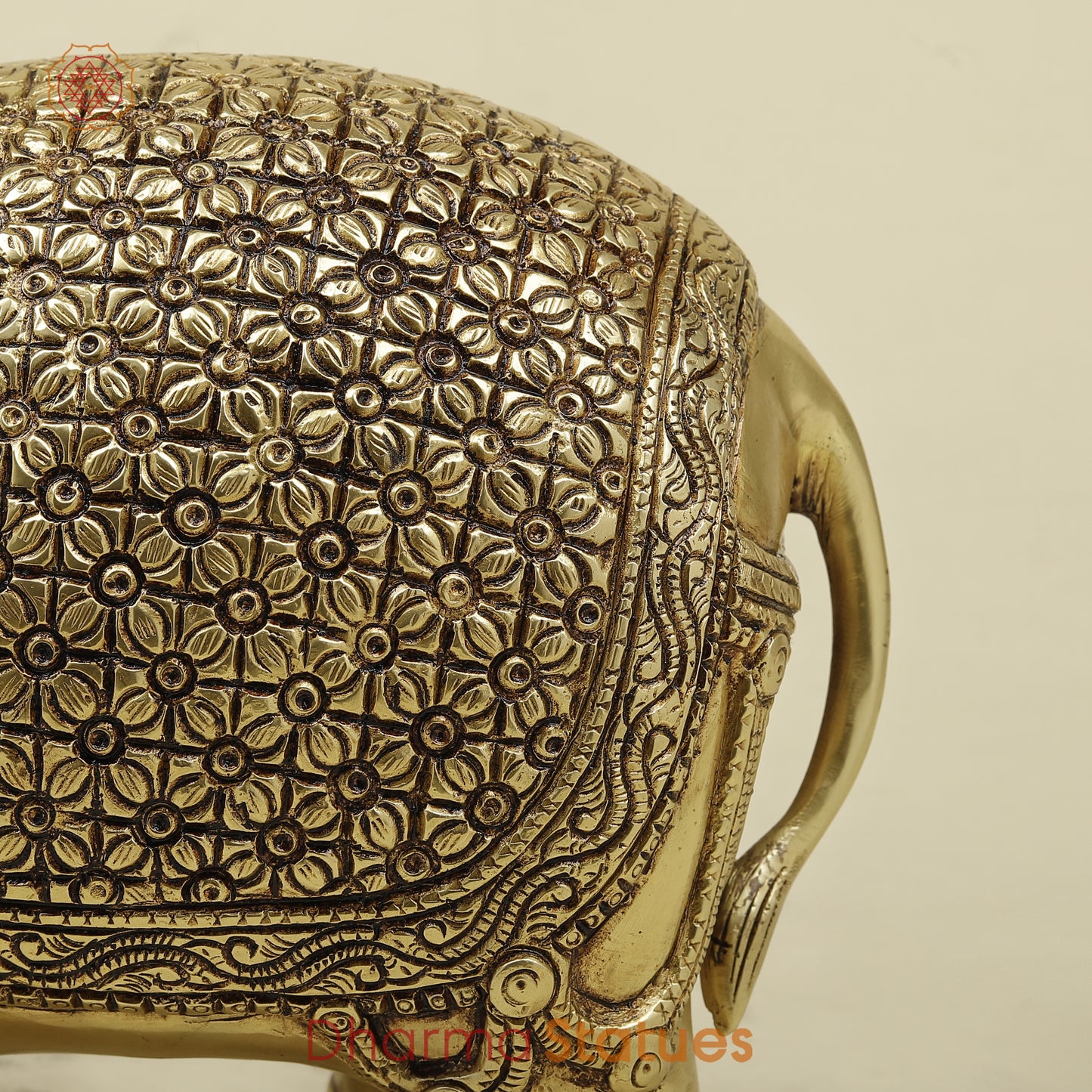 Brass Elephant Pair, Golden Finish, 10.5"