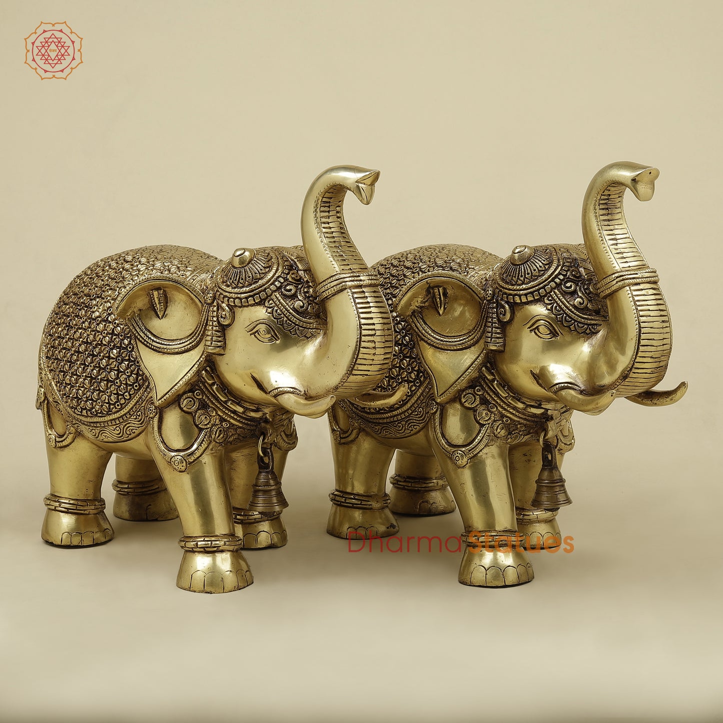 Brass Elephant, Fine Golden Finish, 13"