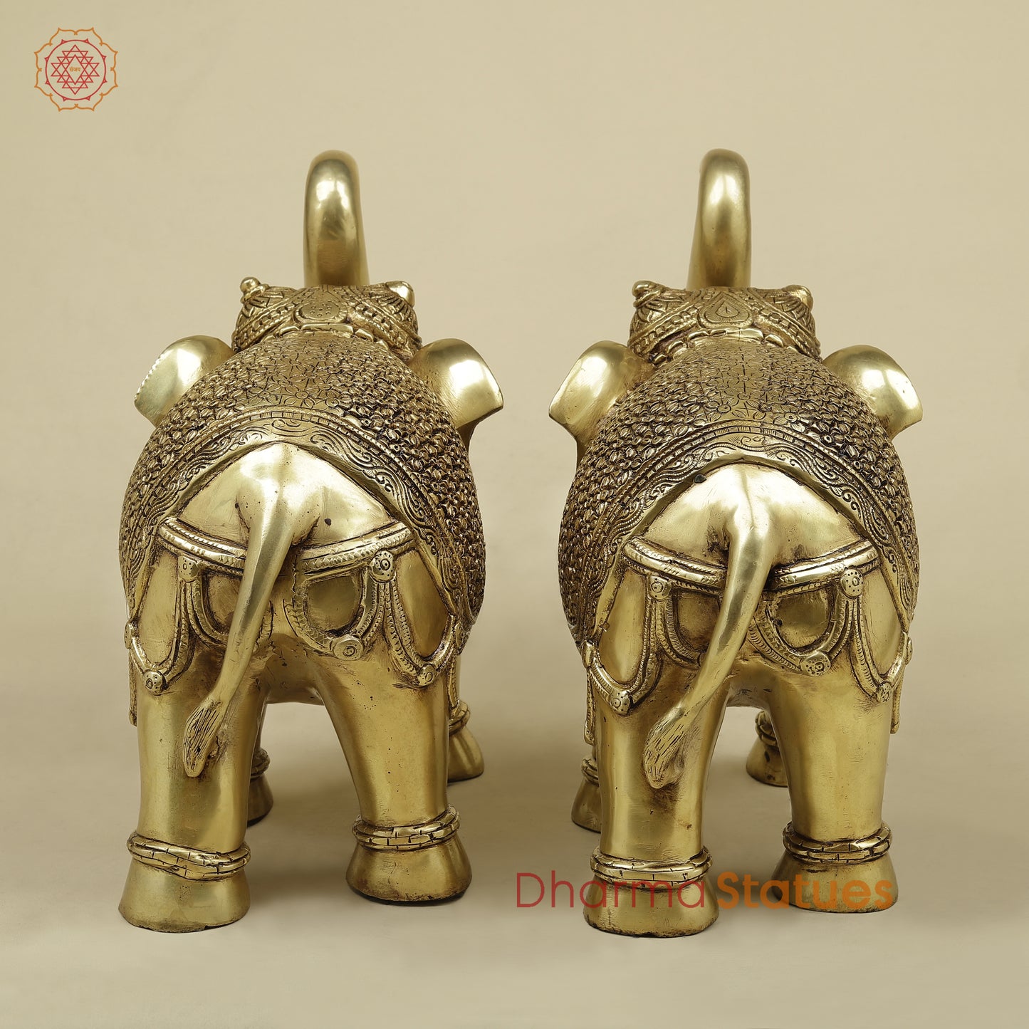 Brass Elephant, Fine Golden Finish, 13"