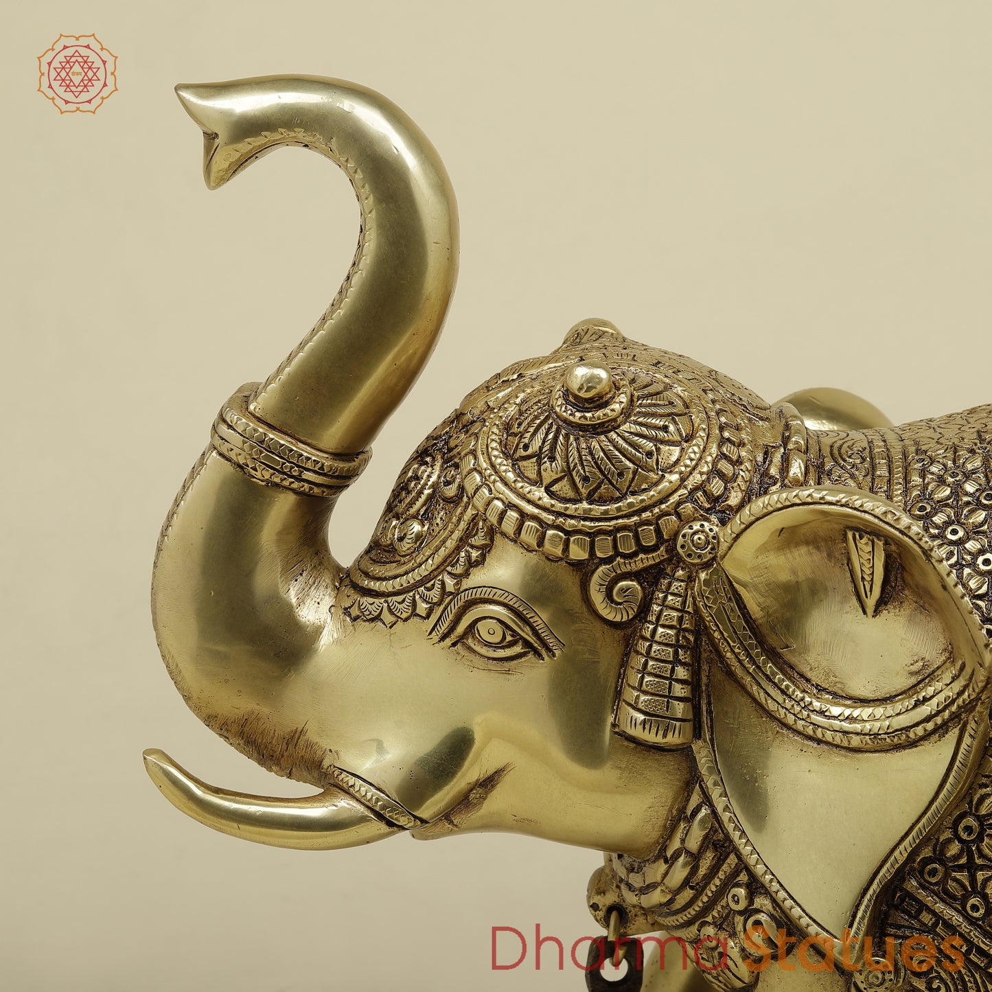 Brass Elephant, Fine Golden Finish, 13"