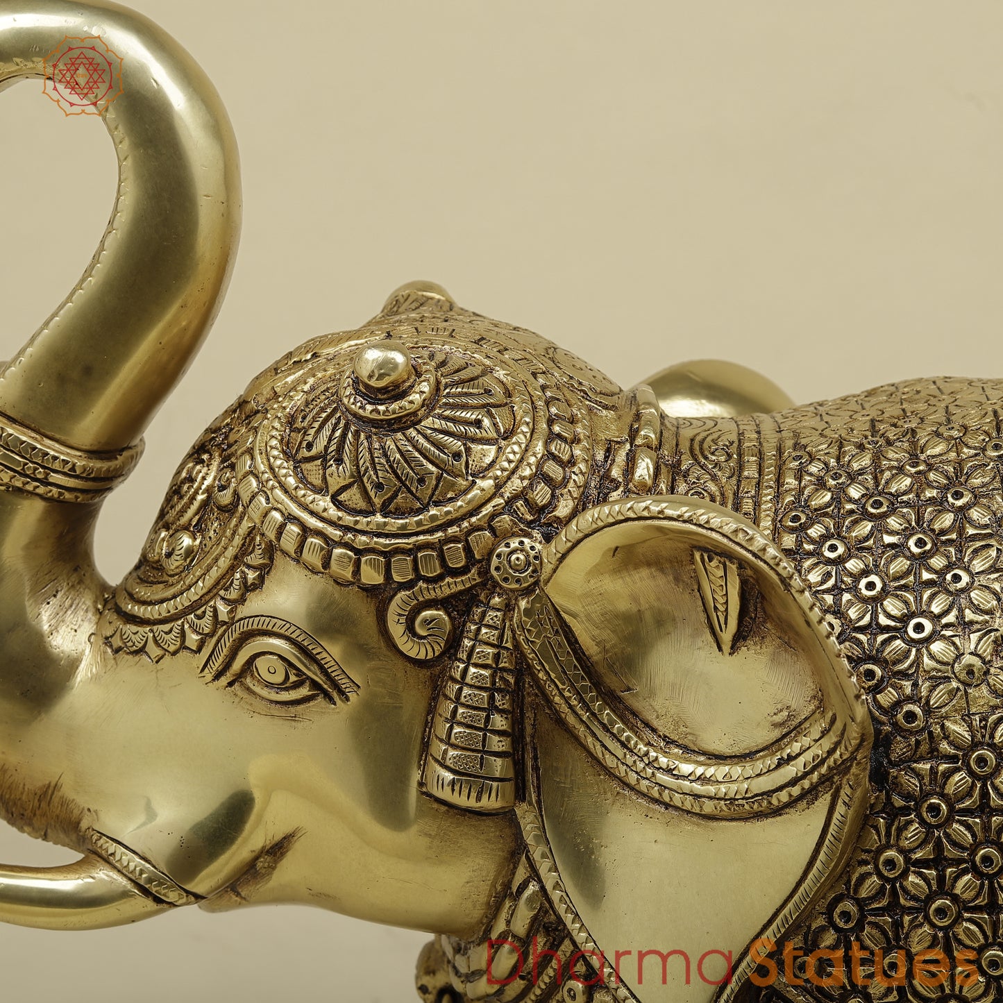 Brass Elephant, Fine Golden Finish, 13"