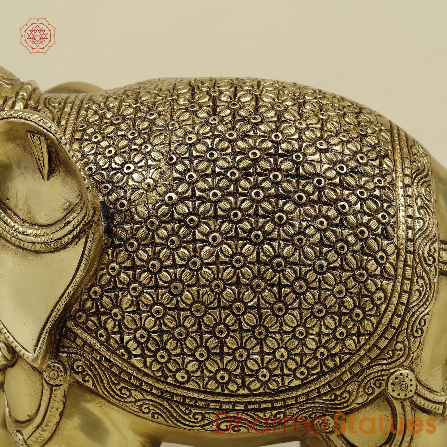 Brass Elephant, Fine Golden Finish, 13"